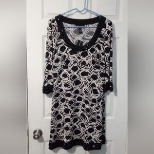 INC International Concepts Black and White Geometric Midi Dress